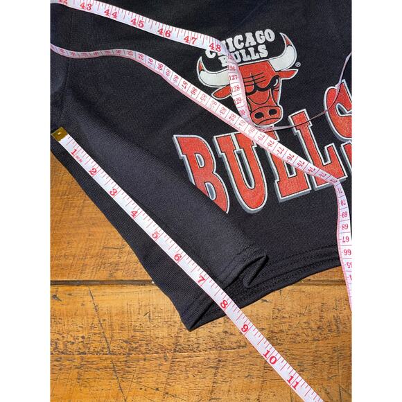 Team Rated Chicago Bulls 1992 Black Vintage Cotton Shorts Logo Elastic Waist - Picture 5 of 7